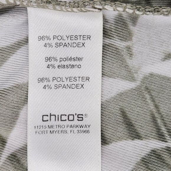 Chicos Easywear Pull On Pants Size 1 Short Slinky Liquid Knit Ferns Wide Leg - Picture 8 of 9